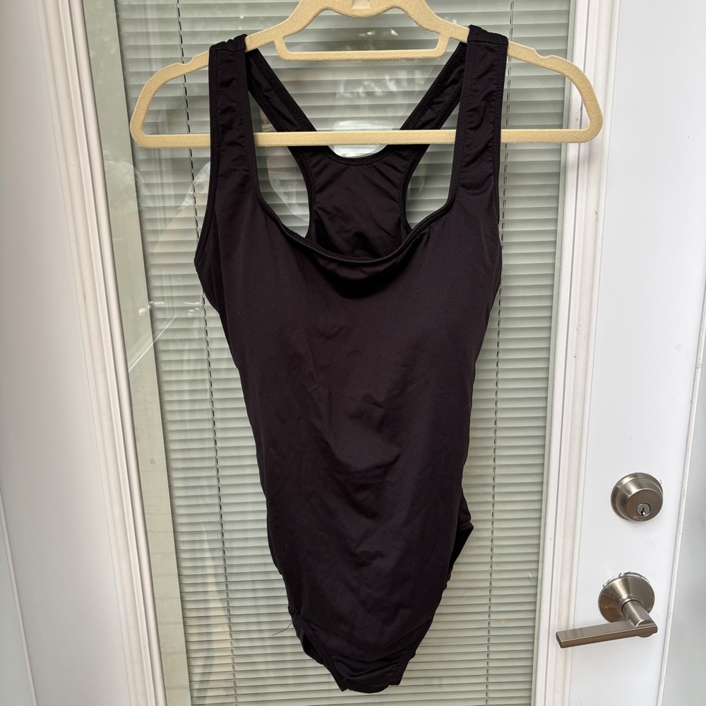 Lands End Womens Solid Black One Piece Swim Suit Plus Size 18W Soft Molded Cups